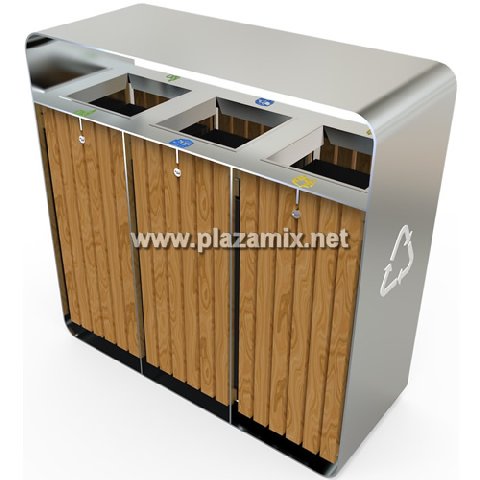 仿木回收桶 Wood Trash Bin